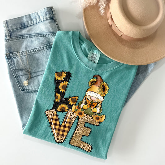 Love Sunflower Gnome Graphic Tee