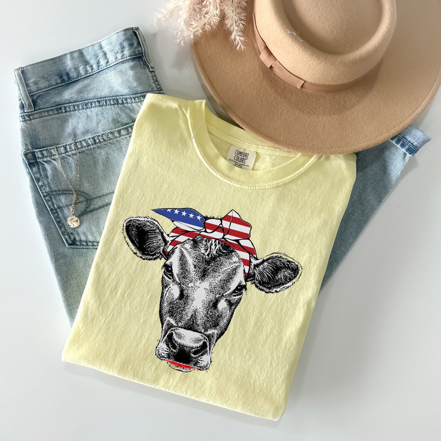 Patriotic Cow - Comfort Colors Graphic Tee