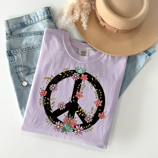 Floral Peace Sign Graphic Tee