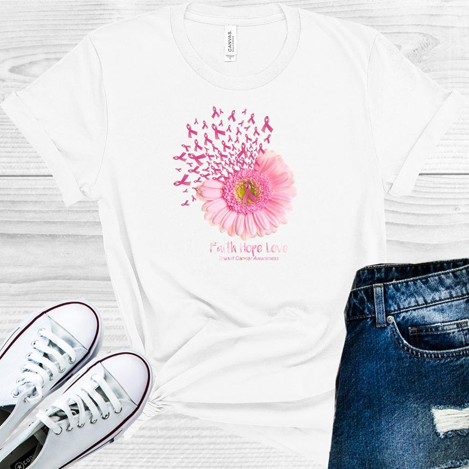 Faith Hope Love Pink Ribbon Graphic Tee