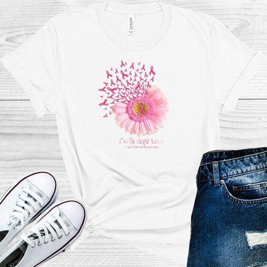 Faith Hope Love Pink Ribbon Graphic Tee
