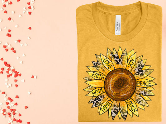 Faith Love Joy Sunflower Graphic Tee
