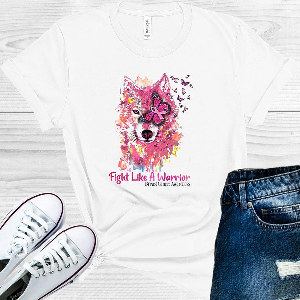 Fight Like a Warrior Wolf Breast Cancer Awareness Graphic Tee