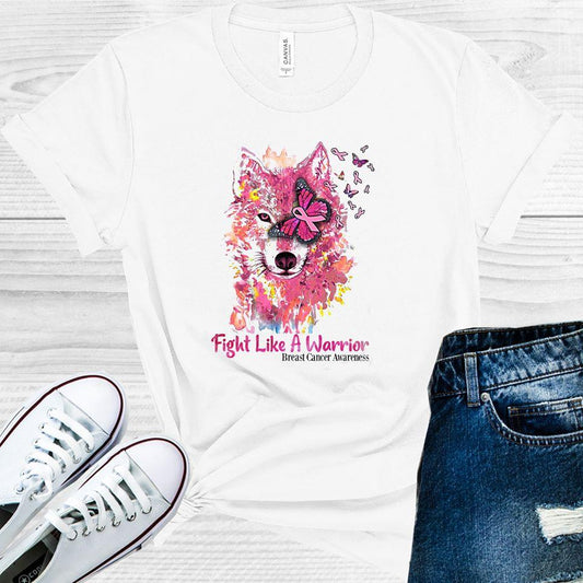 Fight Like a Warrior Wolf Breast Cancer Awareness Graphic Tee