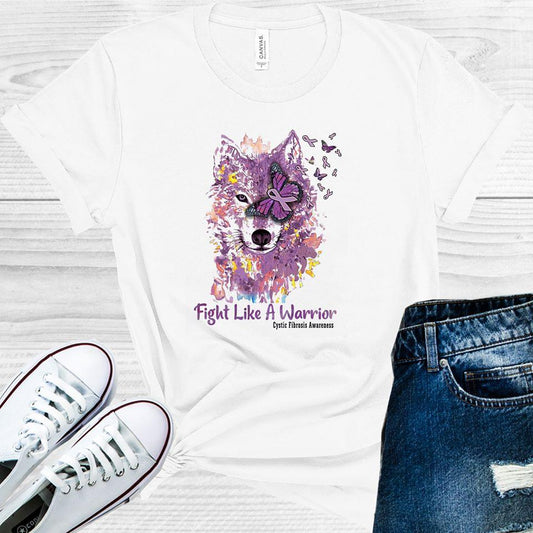 Fight Like a Warrior Wolf Cystic Fibrosis Awareness Graphic Tee