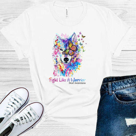 Fight Like a Warrior Wolf Deaf Awareness Graphic Tee