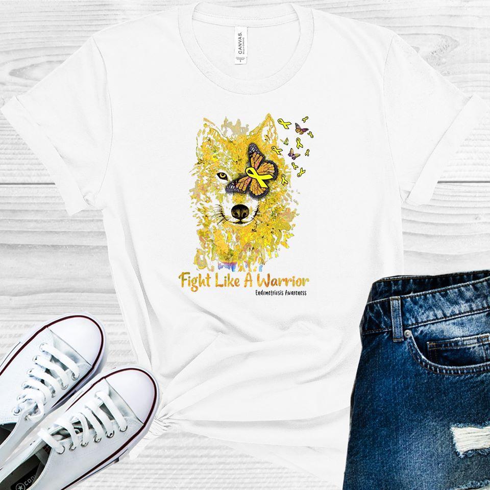 Fight Like a Warrior Wolf Endometriosis Awareness Graphic Tee
