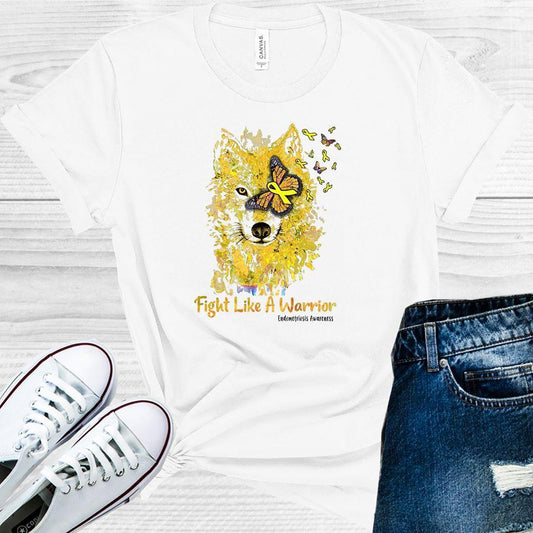Fight Like a Warrior Wolf Endometriosis Awareness Graphic Tee