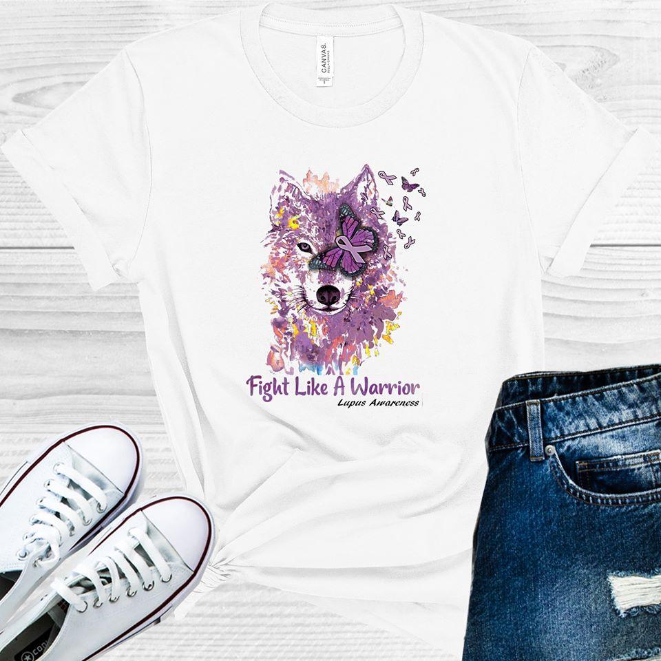 Fight Like a Warrior Wolf Lupus Awareness Graphic Tee