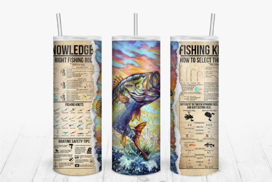Fishing Knowledge 20 oz Skinny Tumbler