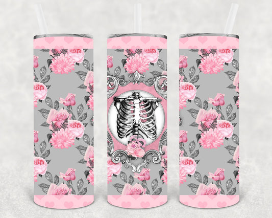 Floral Skeleton 20 oz Skinny Tumbler