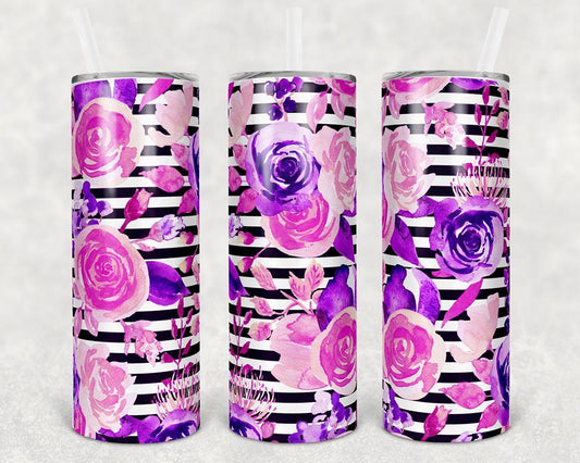 Floral and Stripes 20 oz Skinny Tumbler