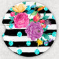 Car Coaster Set - Floral and Stripes