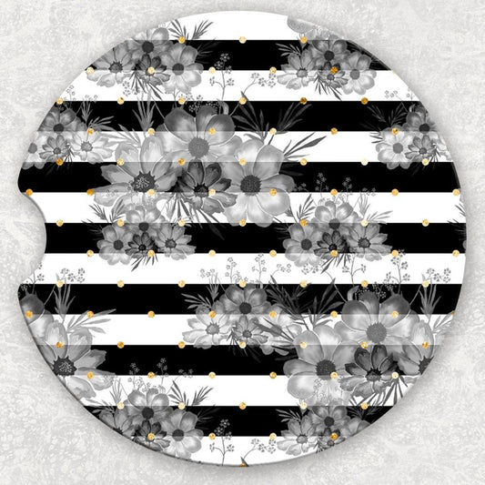 Car Coaster Set - Floral and Stripes
