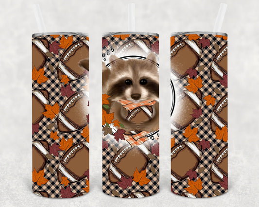 Football Raccoon 20 oz Skinny Tumbler
