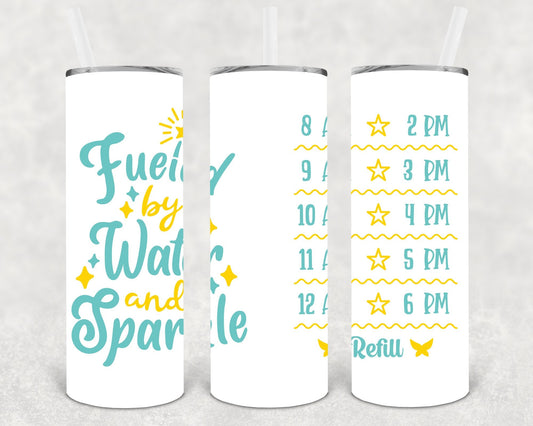 Fueled by Water and Sparkle 20 oz Skinny Tumbler