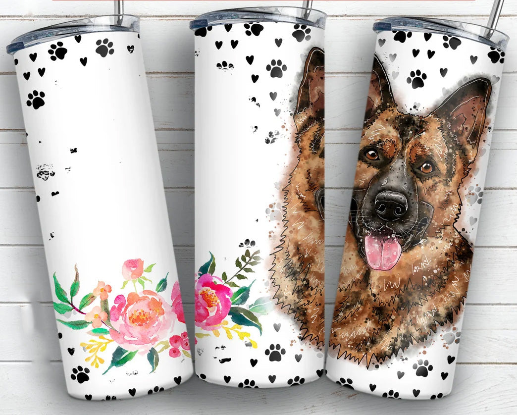 German Shepherd 20 oz Skinny Tumbler