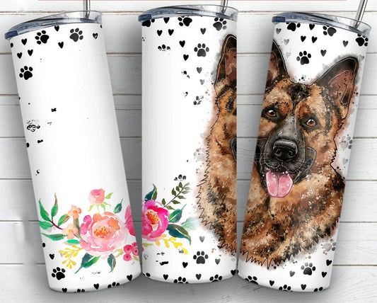 German Shepherd 20 oz Skinny Tumbler
