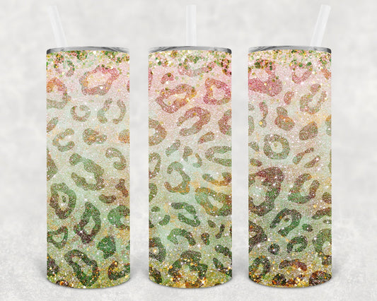 Glitter Leopard 20 oz Skinny Tumbler