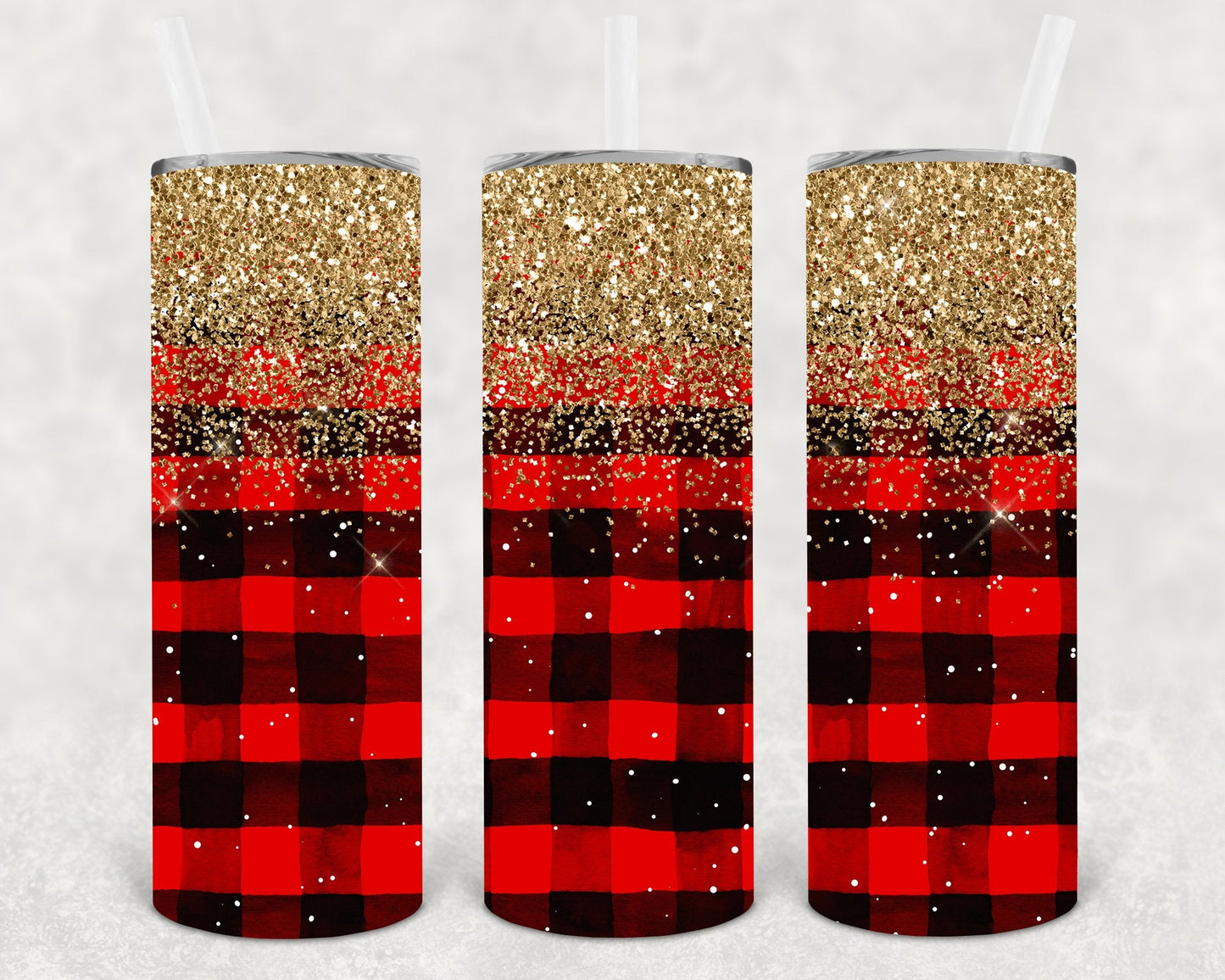 Gold Buffalo Plaid 20 oz Skinny Tumbler