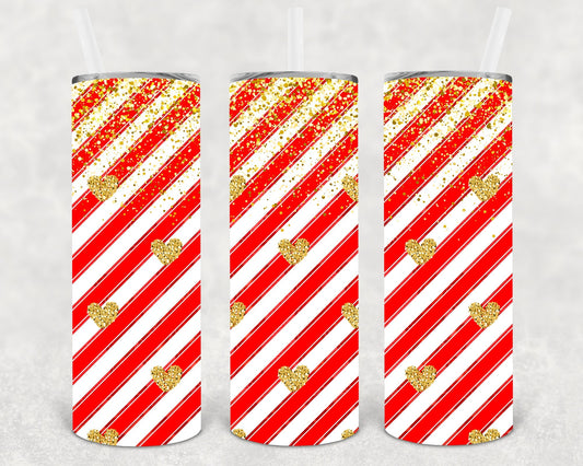 Gold Hearts 20 oz Skinny Tumbler