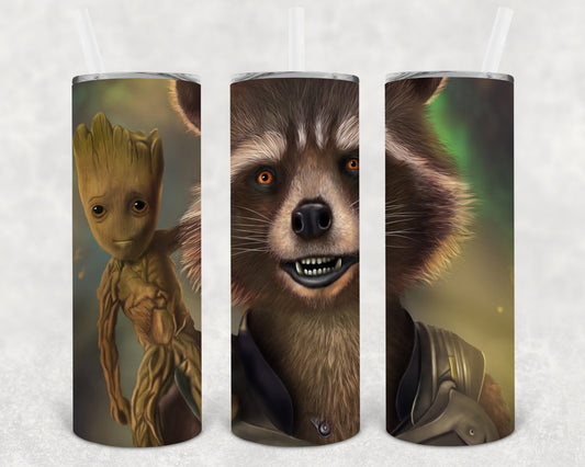 Groot and Rocket 20 oz Skinny Tumbler