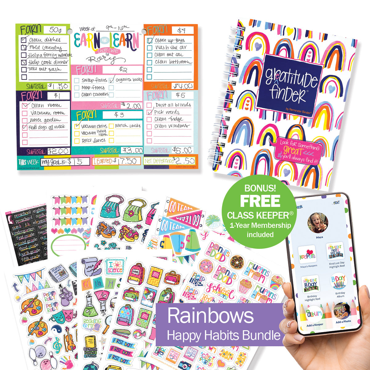 NEW! Happy Habits Bundle for Kids | Chore Chart, Gratitude Journal & Stickers + BONUS App Membership