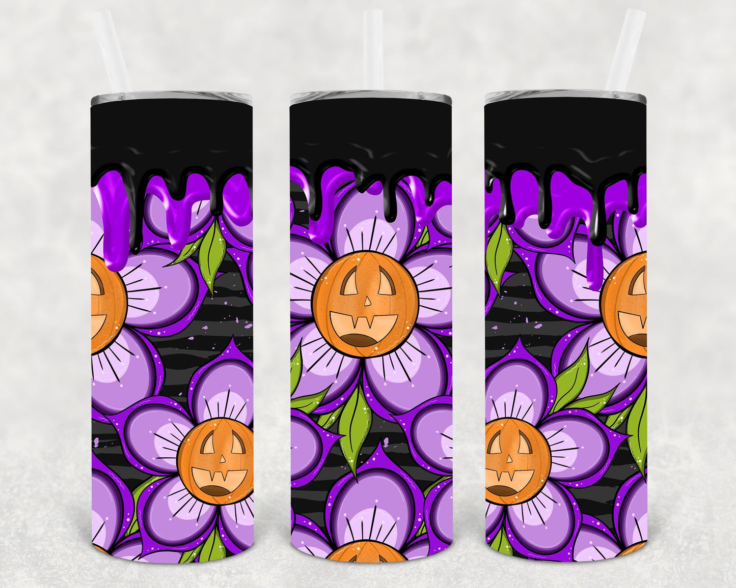 Halloween Floral 20 oz Skinny Tumbler