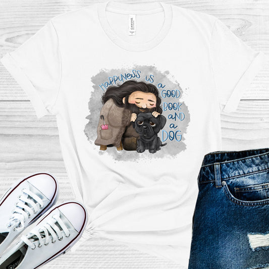Happiness is a Good Book and a Dog Graphic Tee