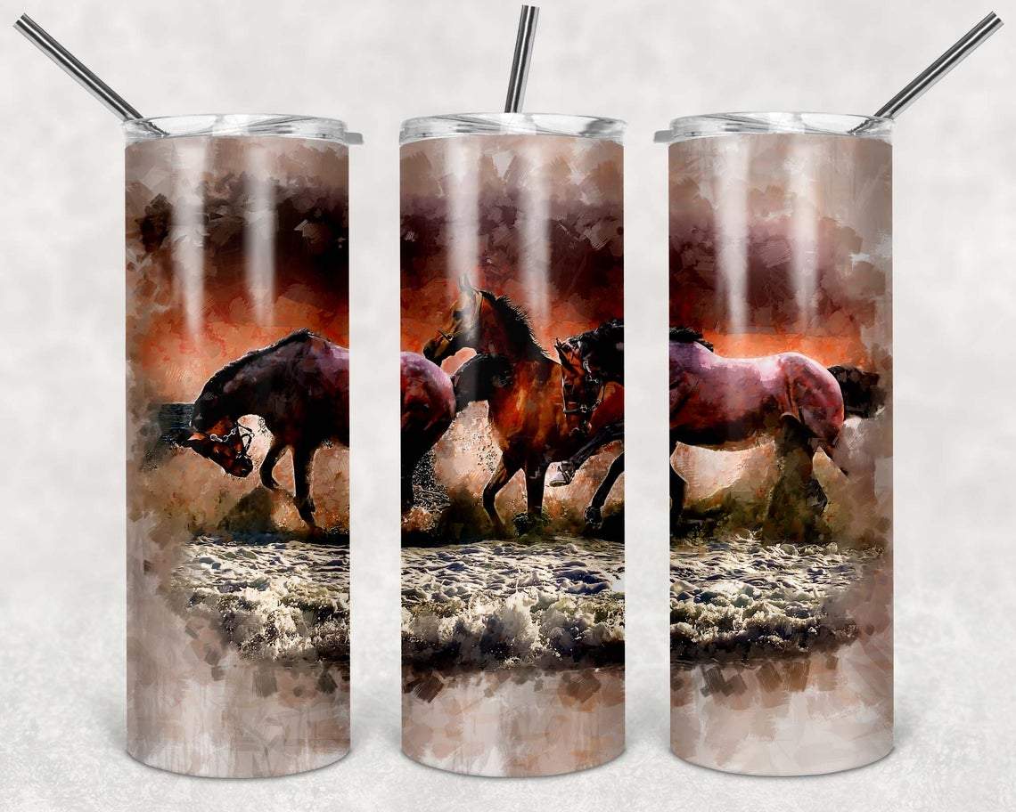 Horses 20 oz Skinny Tumbler