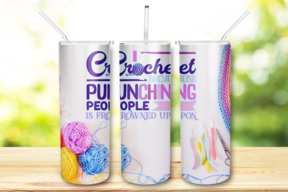 I Crochet Because Punching People is Frowned Upon 20 oz Skinny Tumbler