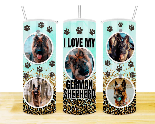 I Love My German Shepherd 20 oz Skinny Tumbler