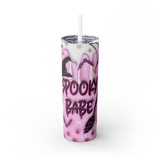 Inflated Spooky Babe Skinny Tumbler with Straw, 20oz