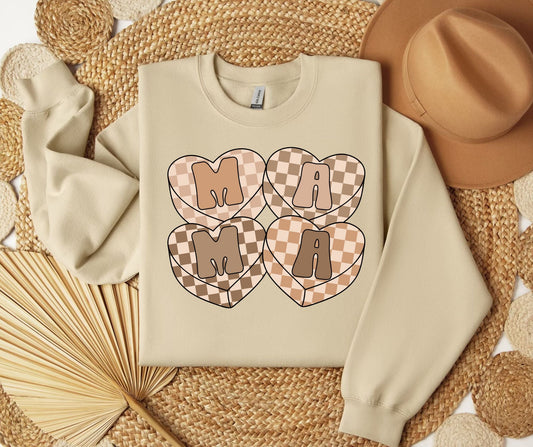 Checkered Heart MAMA SWEATSHIRT.