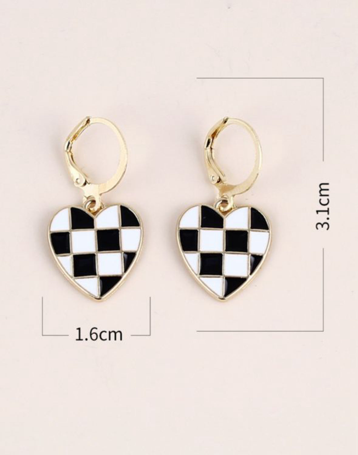 Checkered Heart Earrings LT