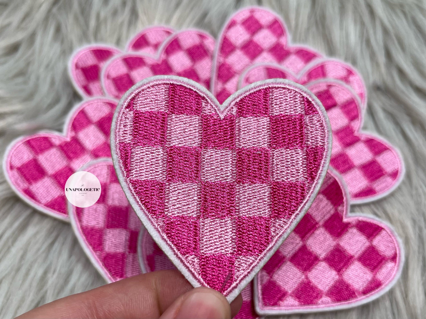 Checkered Heart Embroidered Patch - WS