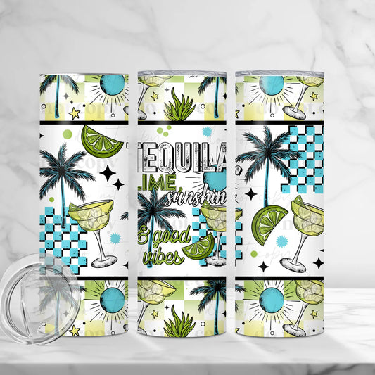 Tequila Lime Sunshine & Good Vibes 20 oz Skinny Tumbler