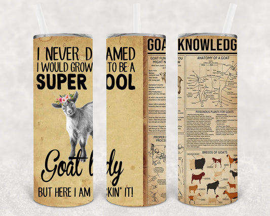 I Never Dreamed I Would Grow Up to Be a Super Cool Goat Lady But Here I am Rockin It 20 oz Skinny Tumbler