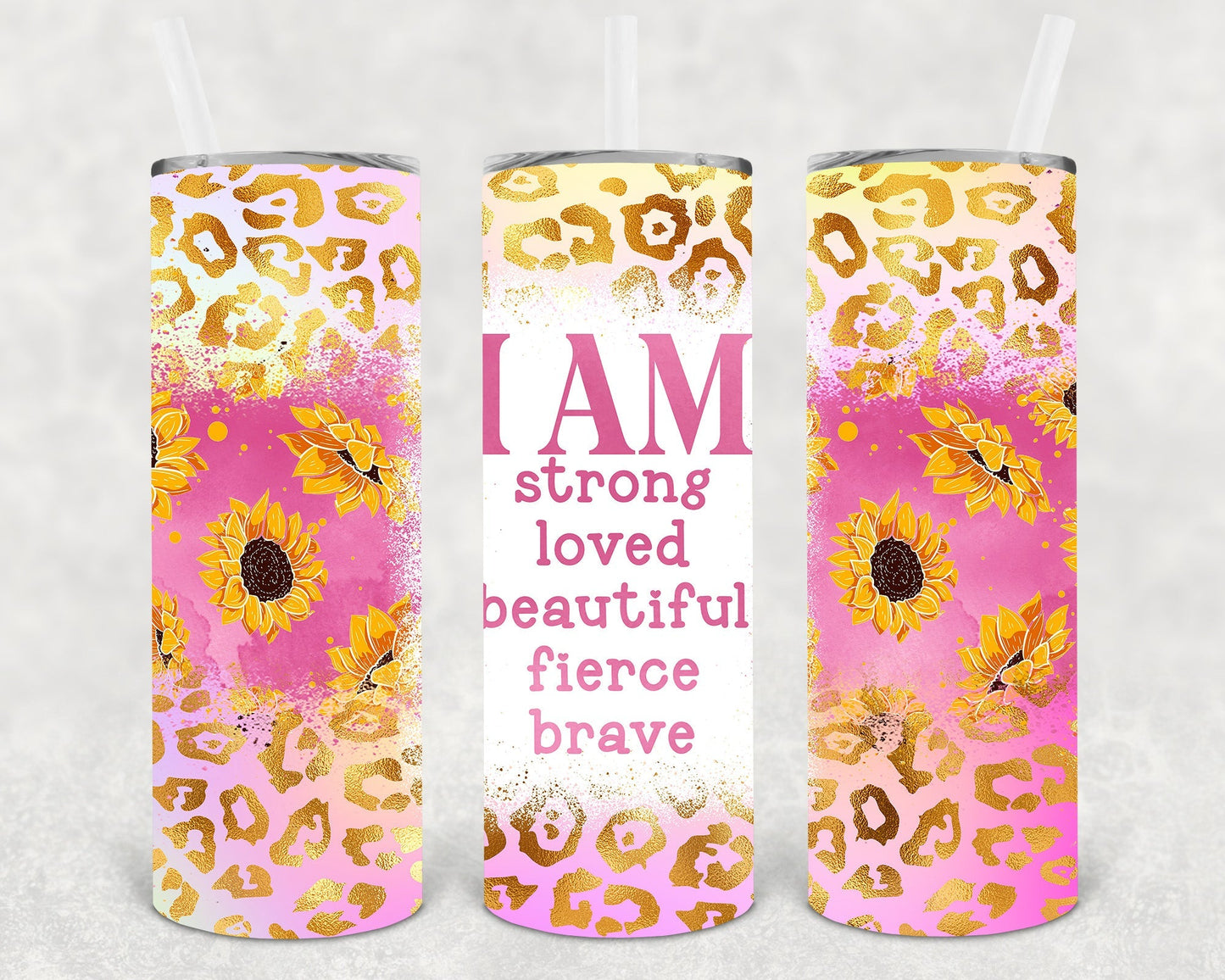 I am Strong Loved Beautiful Fierce Brave 20 oz Skinny Tumbler