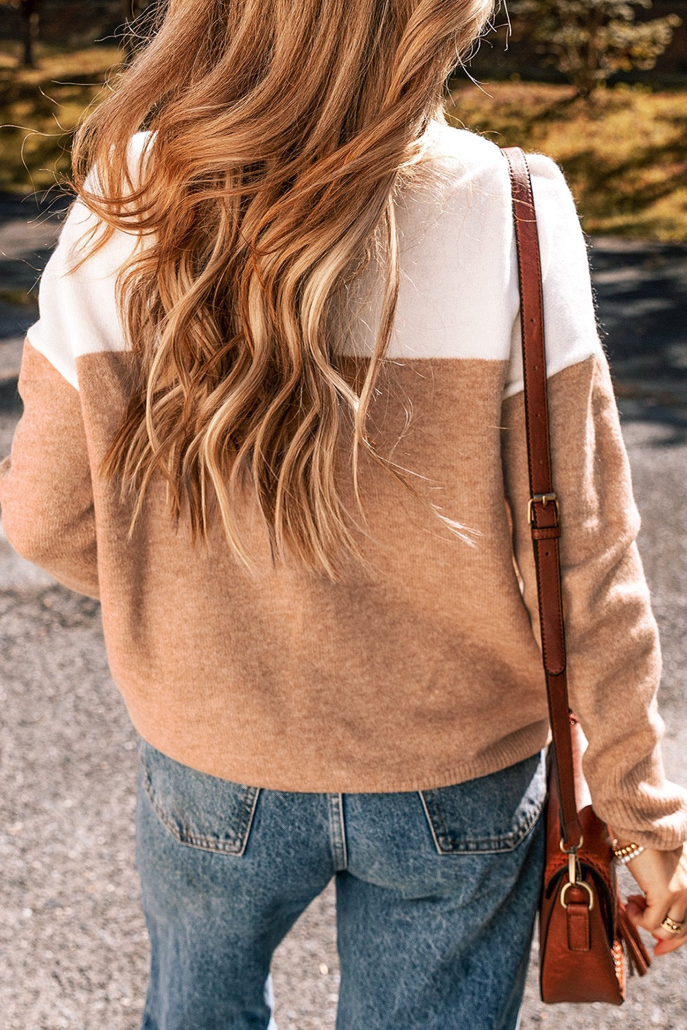 Khaki Colorblock Sweater Top December.