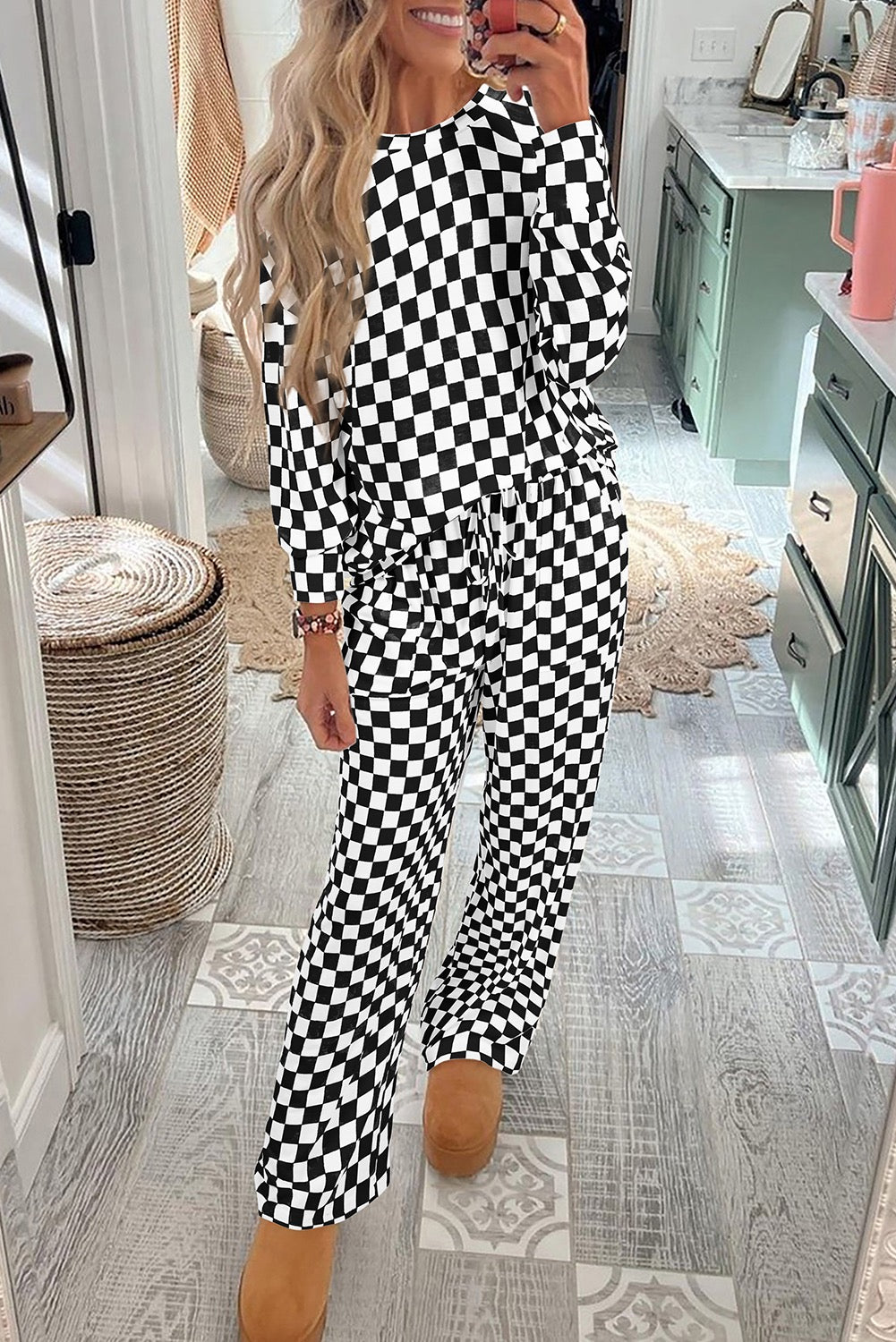 Black Checkered Pants Set LT