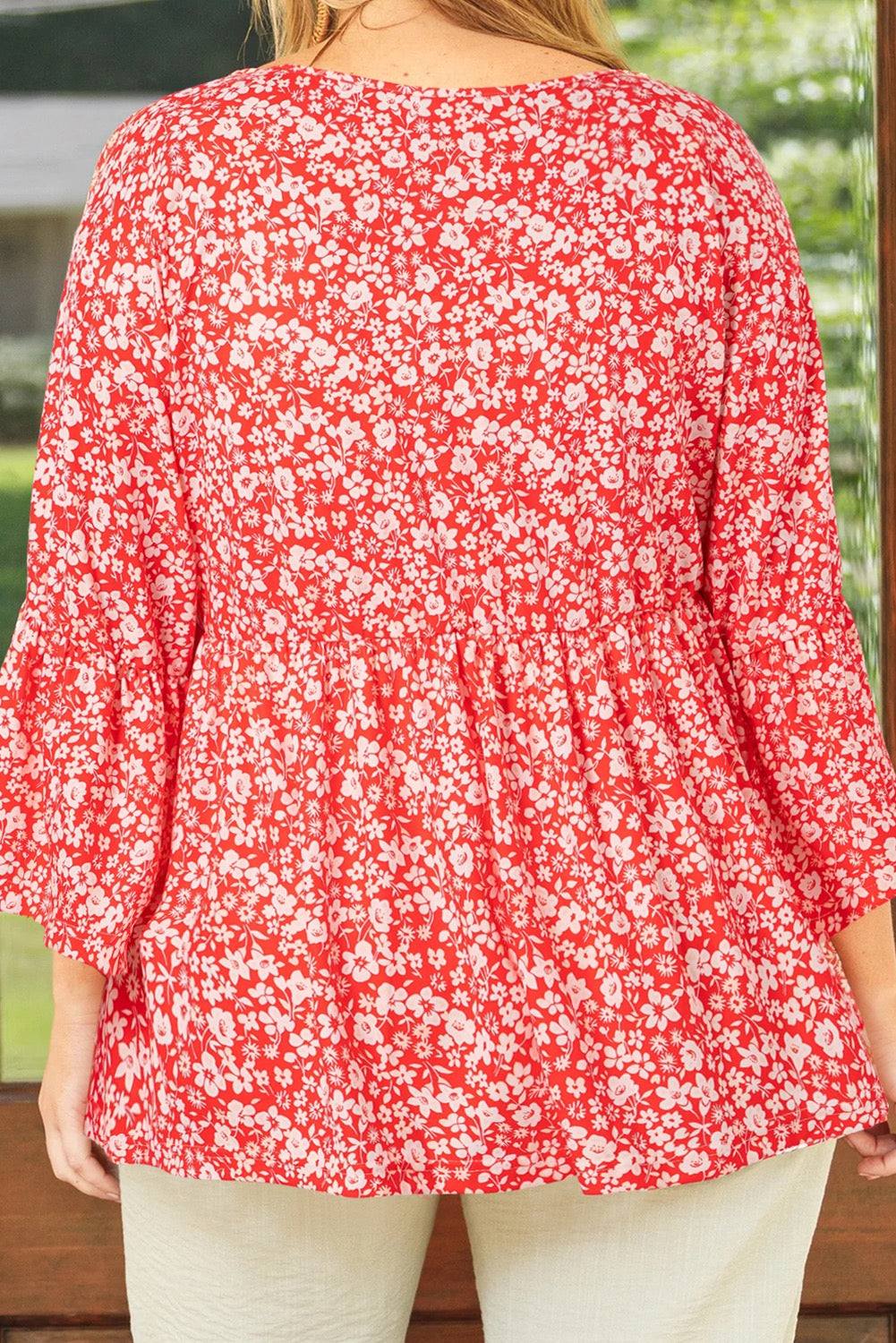 Red Floral Plus Size Blouse December.