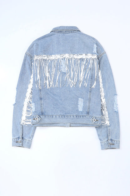 Sequin Fringe Denim Jacket LT