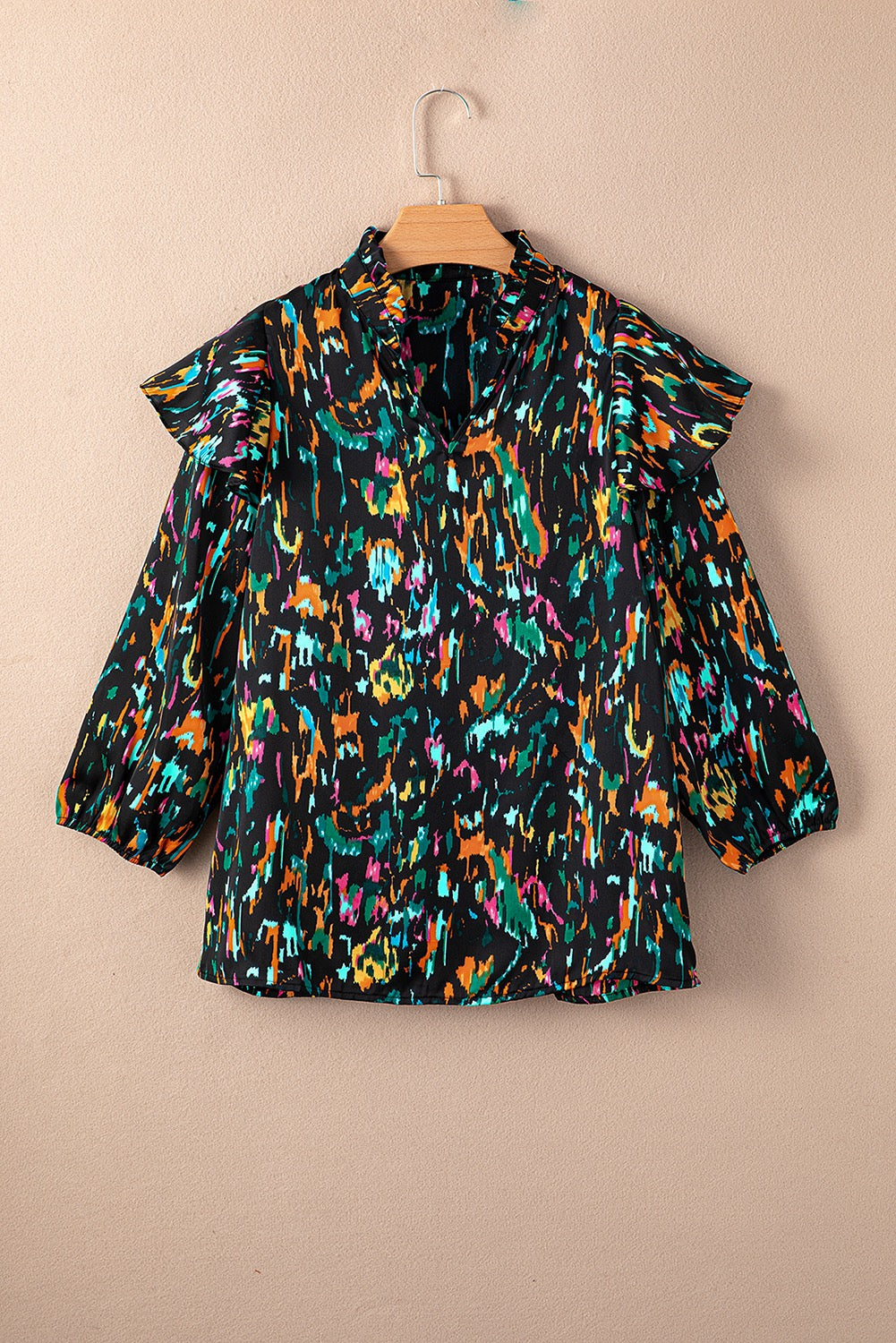 Black Abstract Print Blouse LT