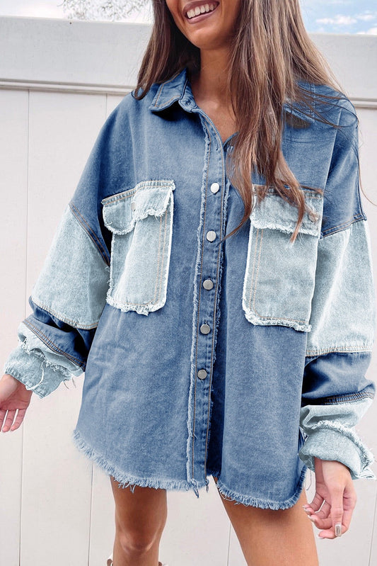 Frayed Patchwork Denim Jacket January.