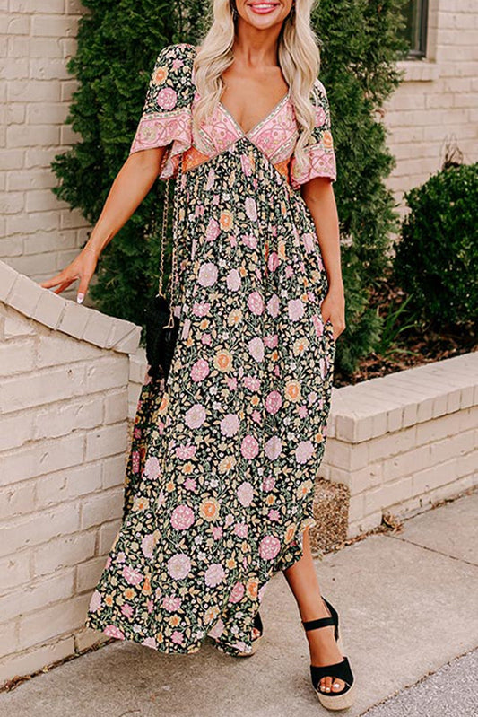 Black Boho Floral Maxi LT