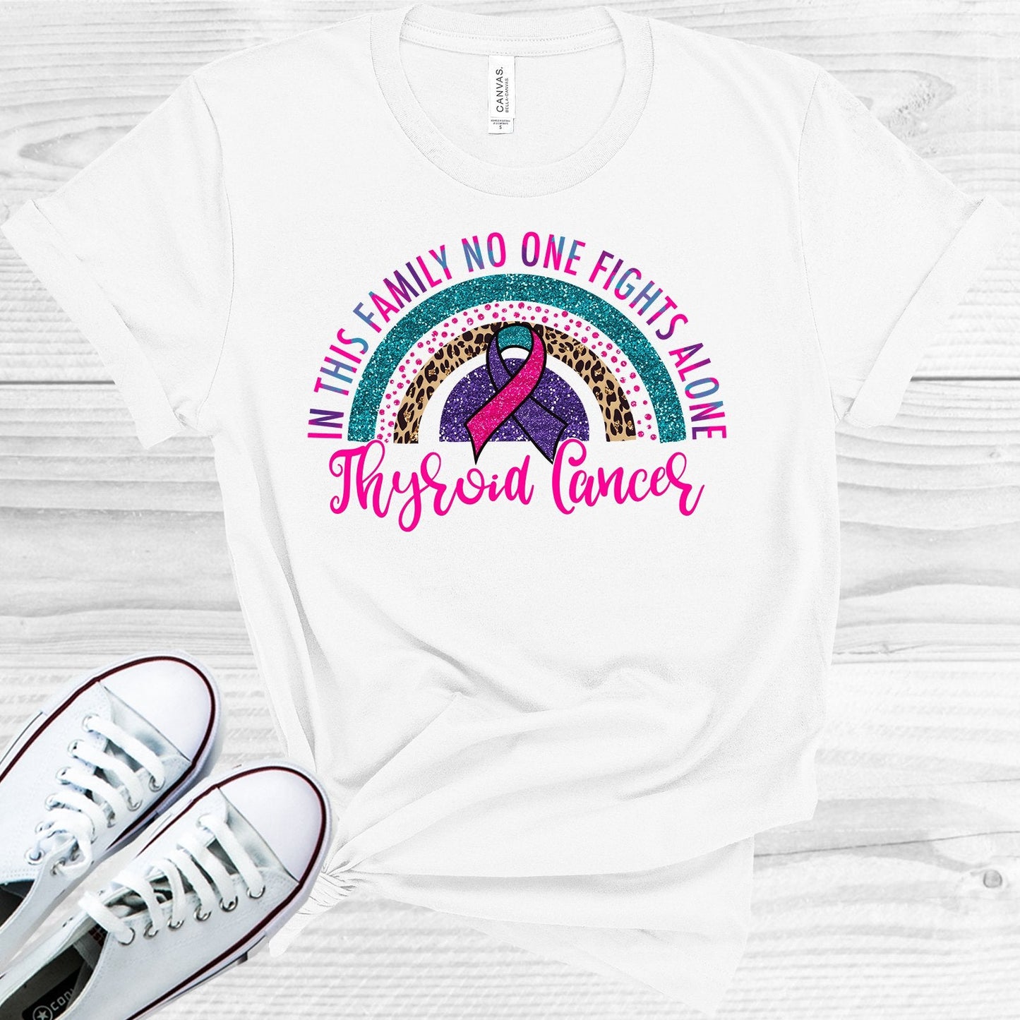 In This Family No One Fights Alone Thyroid Cancer Graphic Tee