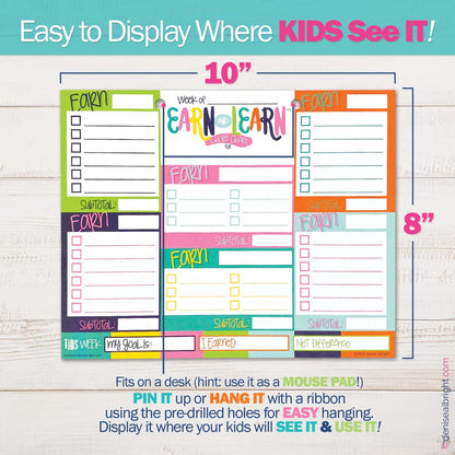 Earn & Learn® Kids Money Management Chore Chart Pad | Dry Erase Savings Tracker for School Age Kids