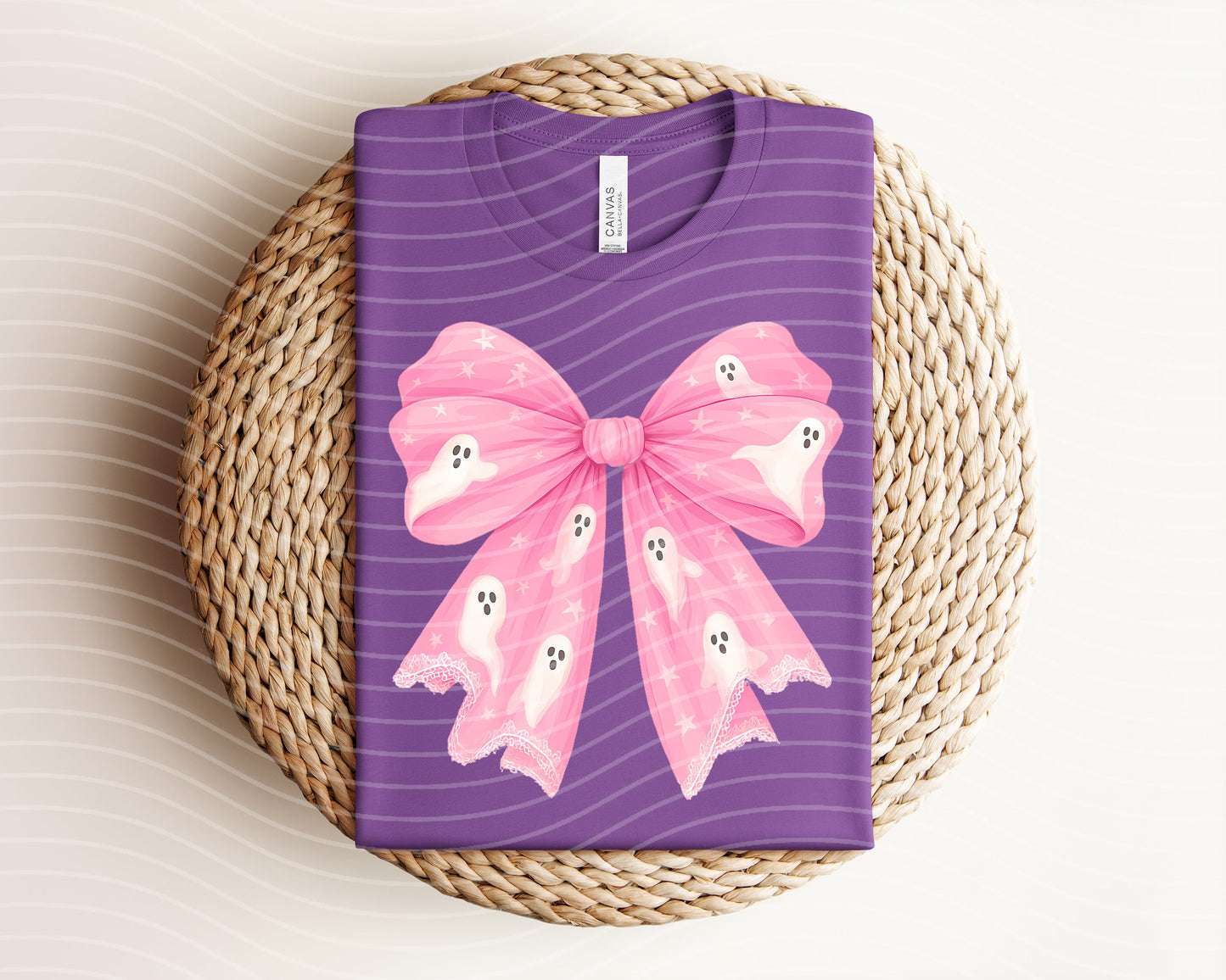 Pink Ghost Bow Graphic Tee