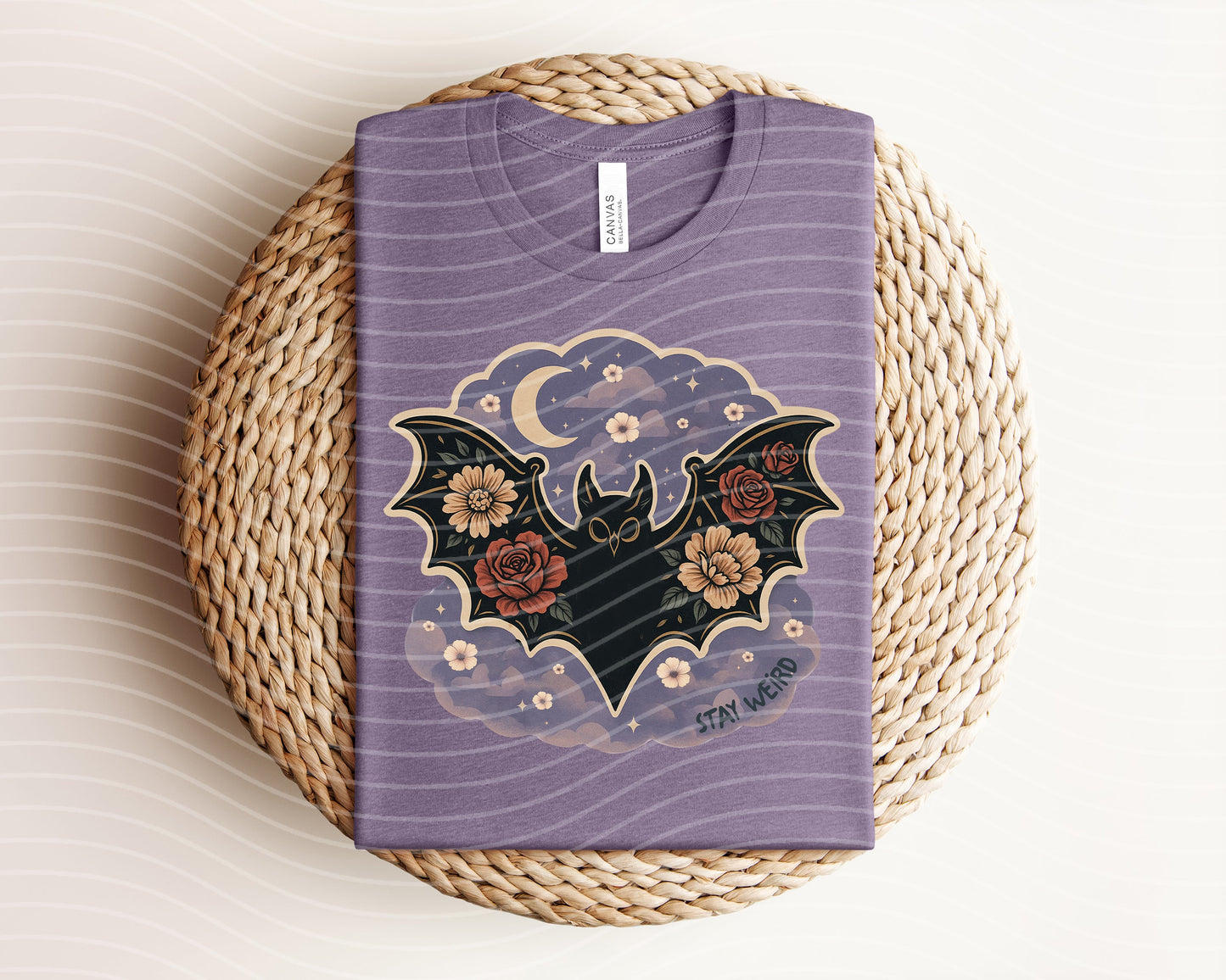 Stay Weird Floral Bat Graphic Tee